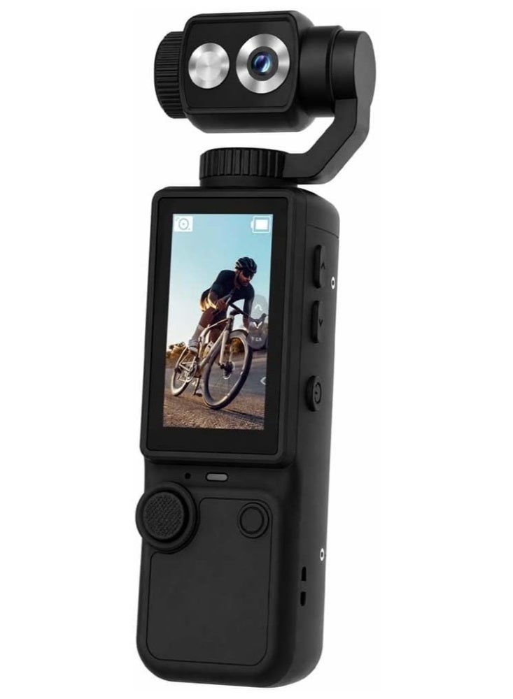 MUNTAQI Q8 4K Ultra HD Pocket Vlogging Camera with 1-Inch Sensor, 3-Axis Stabilization, 32GB, Black - Image 1
