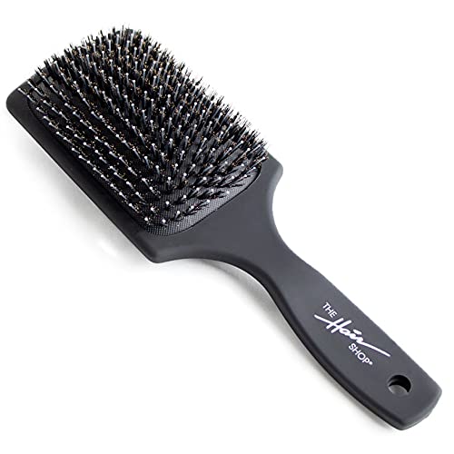 The Hair Shop Black Brush by The Hair Shop  Nylon and Boar Bristles for Scalp Massage Detangling Shine and Hair Growth Safe for All Hair Types Extensions  Wigs