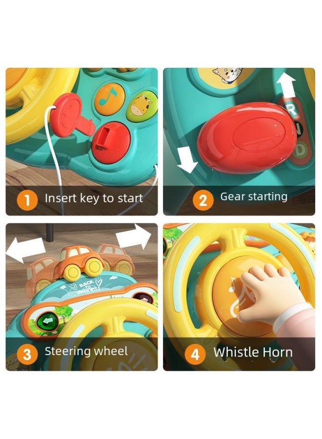 لعبة عجلة قيادة الطفل محاكاة 0-1-2-3 تعليم مبكر للأطفال بعمر عامين، شحن المقعد الخلفي للسيارة - اللون: عجلة قيادة محاكاة 【أخضر】 بطارية عادية (إصدار صندوق الألوان) - Image 3
