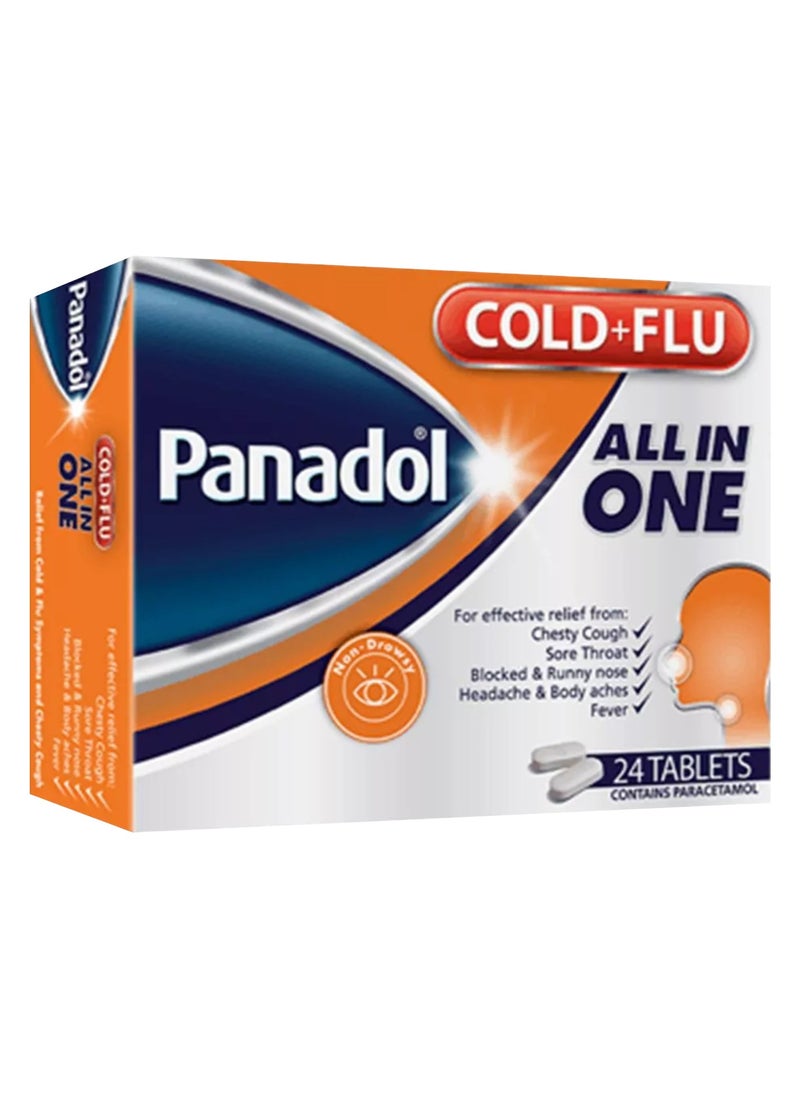Panadol Panadol Cold And Flu All In One Tablets For Cough, Cold & Flu Symptoms, Pack of 24's 
