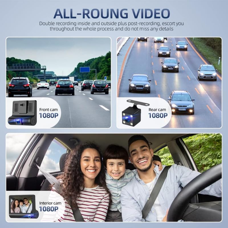 Lapras 𝟏𝟓 𝐘𝐞𝐚𝐫𝐬 𝐖𝐚𝐫𝐫𝐚𝐧𝐭𝐲 Rugged 3-Way Dash Cam with Full HD Recording – Built-in G-Sensor, Waterproof Rear Camera, Smart Exposure, and Motion Detection for 24/7 Monitoring. - Image 2