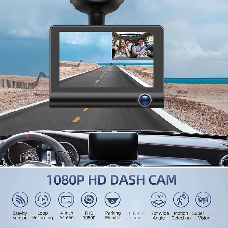 Lapras 𝟏𝟓 𝐘𝐞𝐚𝐫𝐬 𝐖𝐚𝐫𝐫𝐚𝐧𝐭𝐲 Rugged 3-Way Dash Cam with Full HD Recording – Built-in G-Sensor, Waterproof Rear Camera, Smart Exposure, and Motion Detection for 24/7 Monitoring. - Image 3