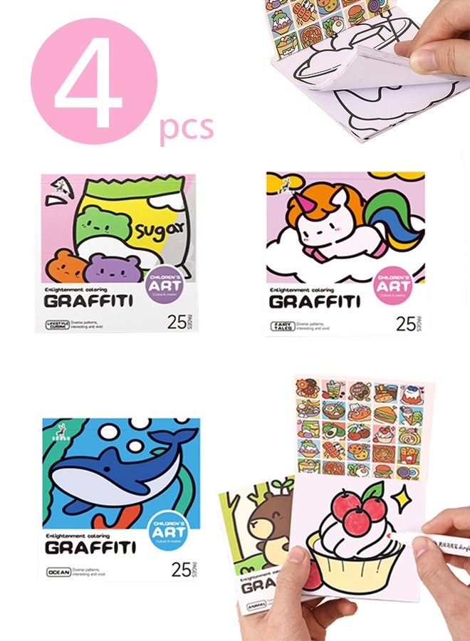 Lemon Mini Coloring Book Kid Bulk,  Bold and Easy, Cute Art for Teens & Women Stress Relief, 25 Pages x 4 Pack Travel Size - Image 1