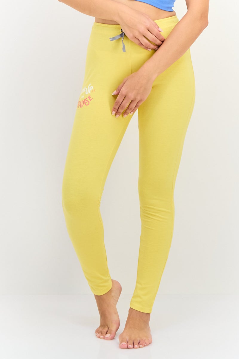 zivame Women Graphic Print Drawstring Sleepwear, Mustard - Image 1