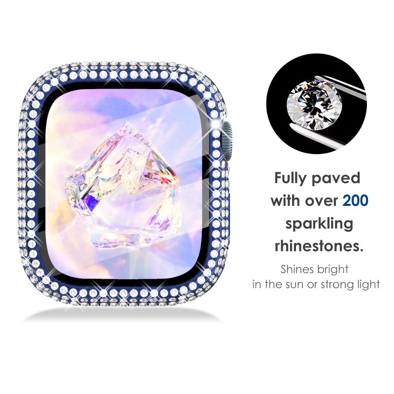 KADES 3-Pack Bling Cases Compatible with Apple Watch Case 38mm Full Diamond with Built-in Screen Protector for Apple Watch Series 3 2 1 (38mm, Blue/Iridescent/Clear) - Image 2