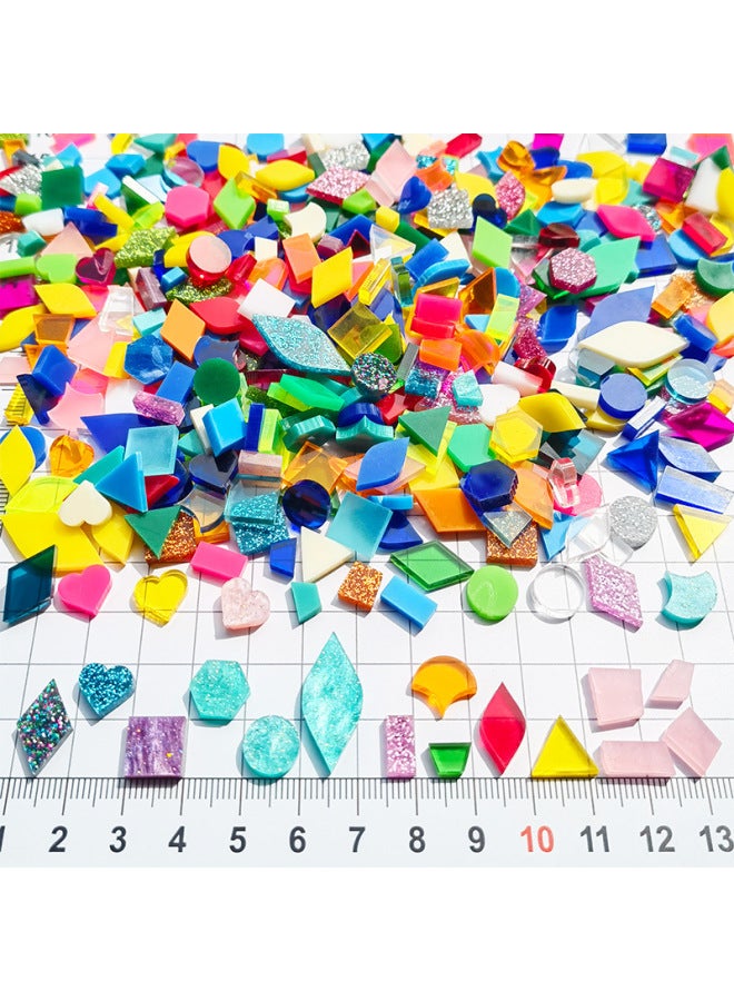 200g 1.0 Square Acrylic Mosaic Colored Plexiglass Handmade Diy Material Package Table Lamp Patch-Colour:A Complete Collection Of Multi-specification Mix [200g, About 1000 Capsules]  - Image 1