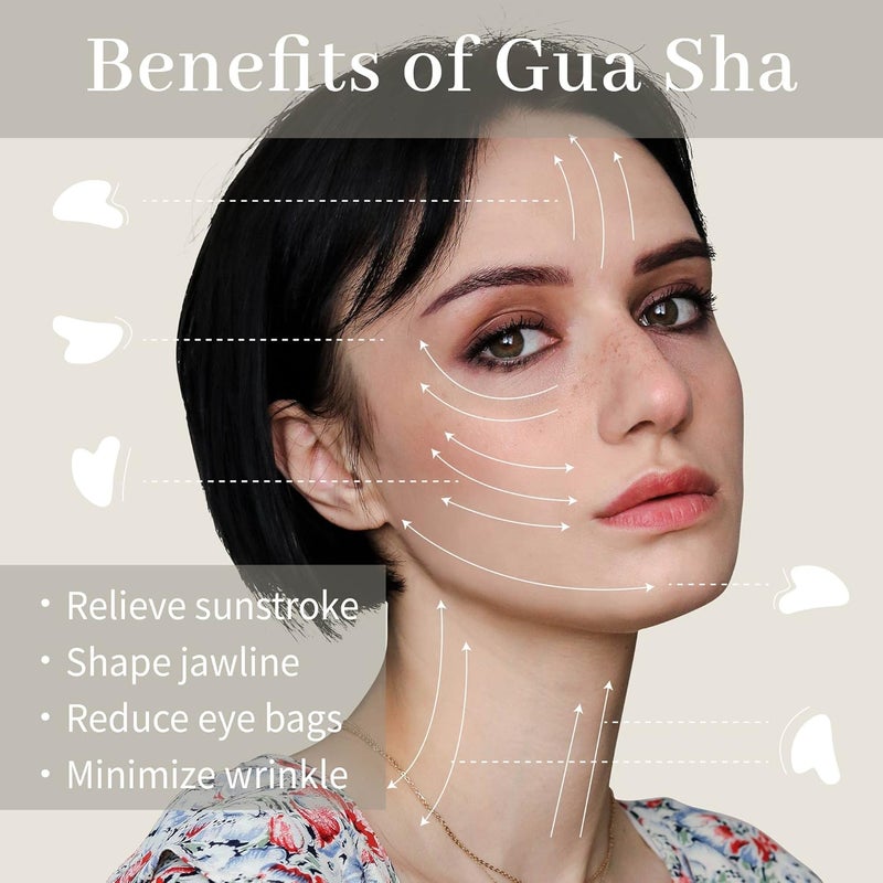 Rena Chris Gua Sha Facial Tools, Natural Jade Guasha Tool, Manual Massage Sticks for Jawline Sculpting and Puffiness Reducing, Skin Care Gift (White) - Image 3