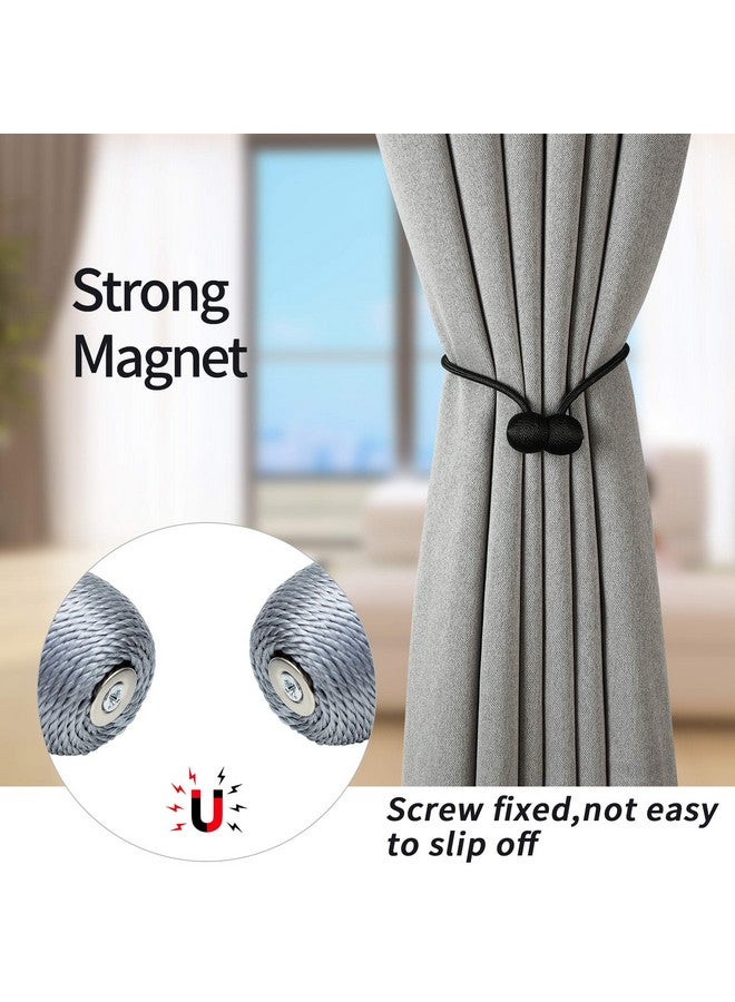 HASTHIP® Pack of 2 Magnetic Curtain Tiebacks Buckle Clips Tie Band Woven Curtain Holdbacks Home Office Decorative Drape (Black) - Image 3