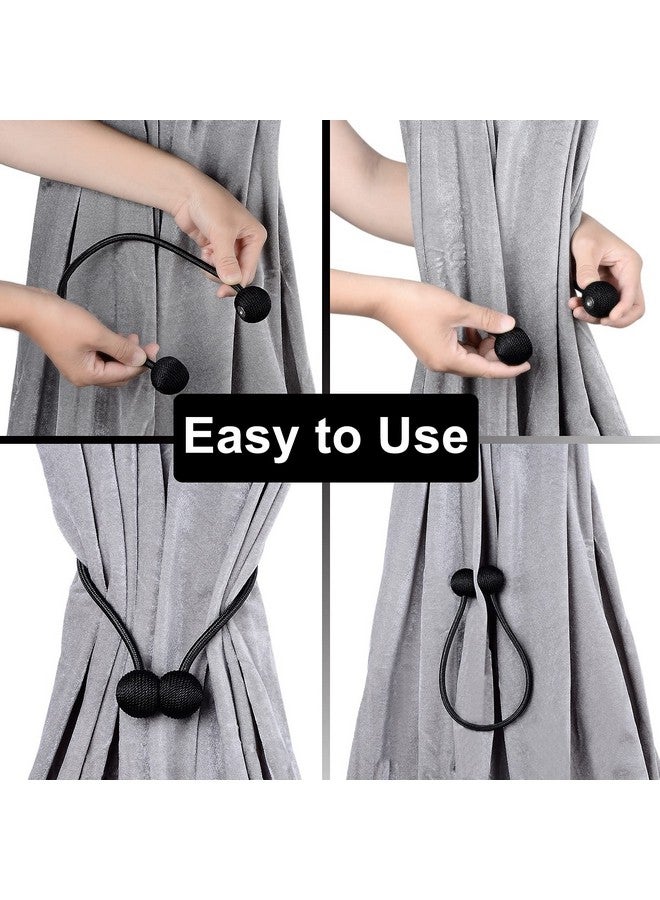 HASTHIP® Pack of 2 Magnetic Curtain Tiebacks Buckle Clips Tie Band Woven Curtain Holdbacks Home Office Decorative Drape (Black) - Image 4
