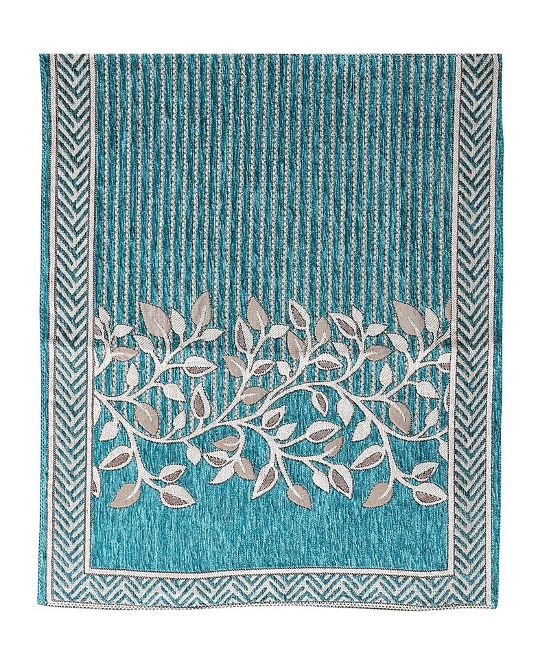 Nendle Superior Velvet Floral Sofa Mat 4 Seater Set Cover Durable Protector for Living Room Sofa Set 2+2, Suitable for L Shape, Sectional and U Shape Sofa (Color Aqua, Pack of 2) - Image 3