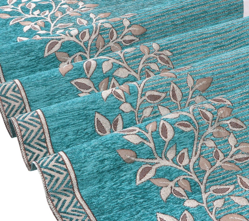 Nendle Superior Velvet Floral Sofa Mat 4 Seater Set Cover Durable Protector for Living Room Sofa Set 2+2, Suitable for L Shape, Sectional and U Shape Sofa (Color Aqua, Pack of 2) - Image 2