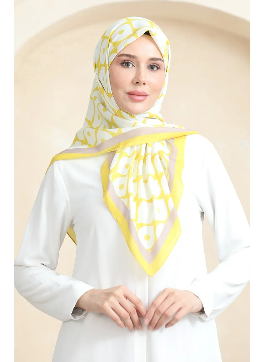 Sefa Merve Soft Cotton Scarf 19090-09 White Yellow