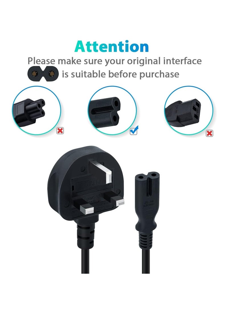 GUDOO - 3M UK Power Cable (IEC320C7 to BS 1363) C7 Figure 8 Power Lead, PS4 Power Cable, Kettle Lead/Power Cord compatible with Samsung LG Philips Toshiba TV/Printer/PS4/PS3/PS5 - Image 1
