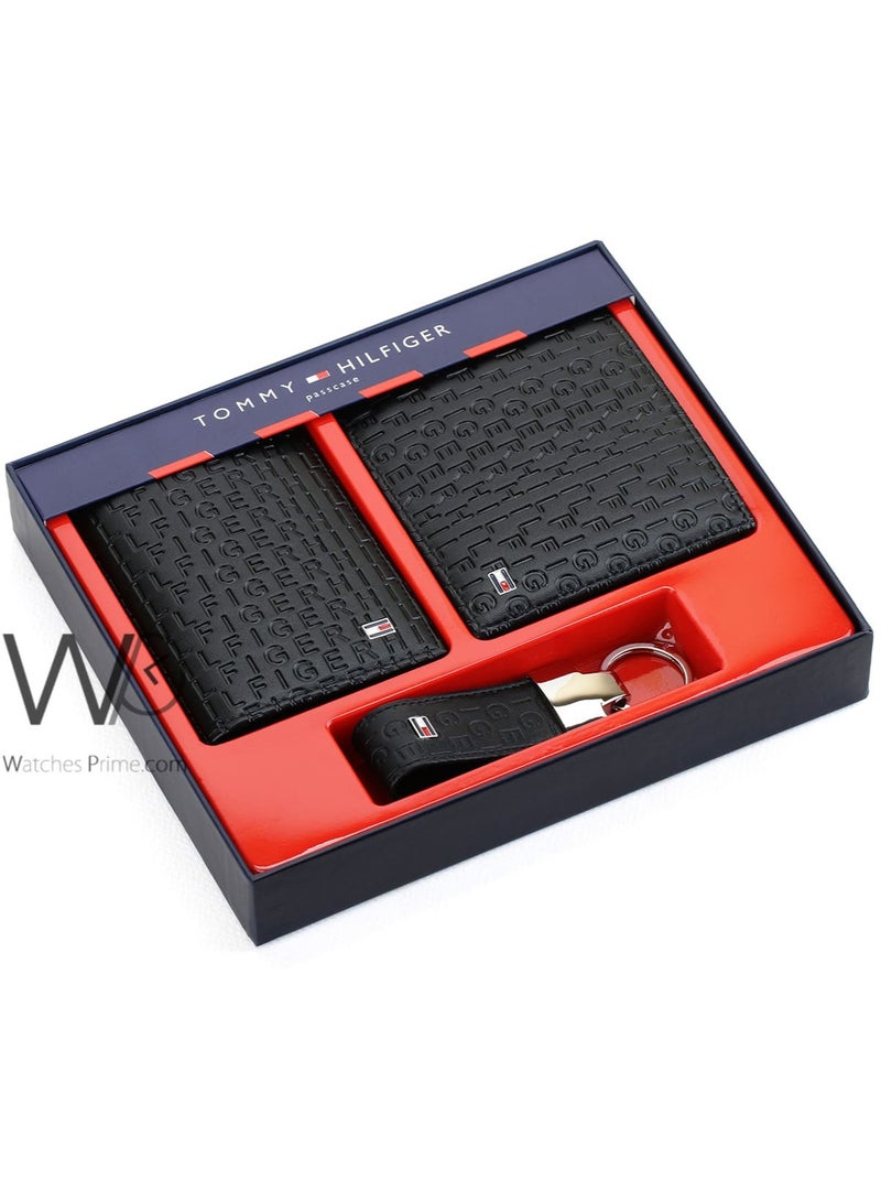 Tommy Icons Tommy Hilfiger Men's Wallet with Keychain and Card Holder in Black Genuine Leather - Image 1