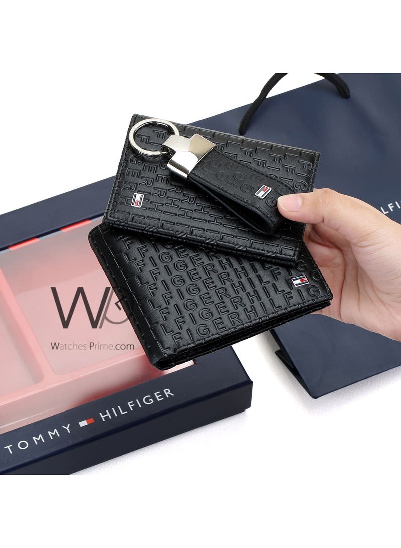Tommy Icons Tommy Hilfiger Men's Wallet with Keychain and Card Holder in Black Genuine Leather - Image 2