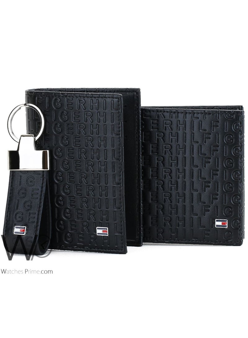 Tommy Icons Tommy Hilfiger Men's Wallet with Keychain and Card Holder in Black Genuine Leather - Image 3