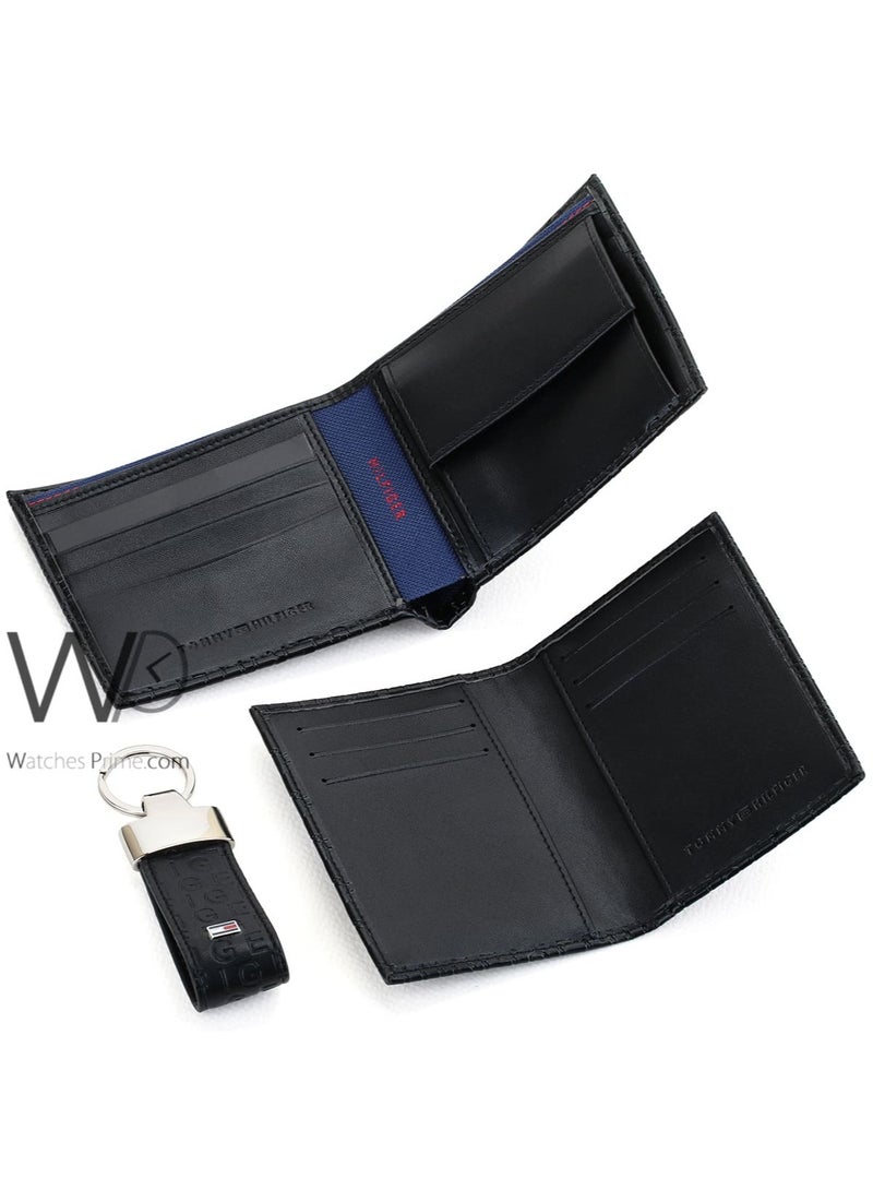 Tommy Icons Tommy Hilfiger Men's Wallet with Keychain and Card Holder in Black Genuine Leather - Image 4