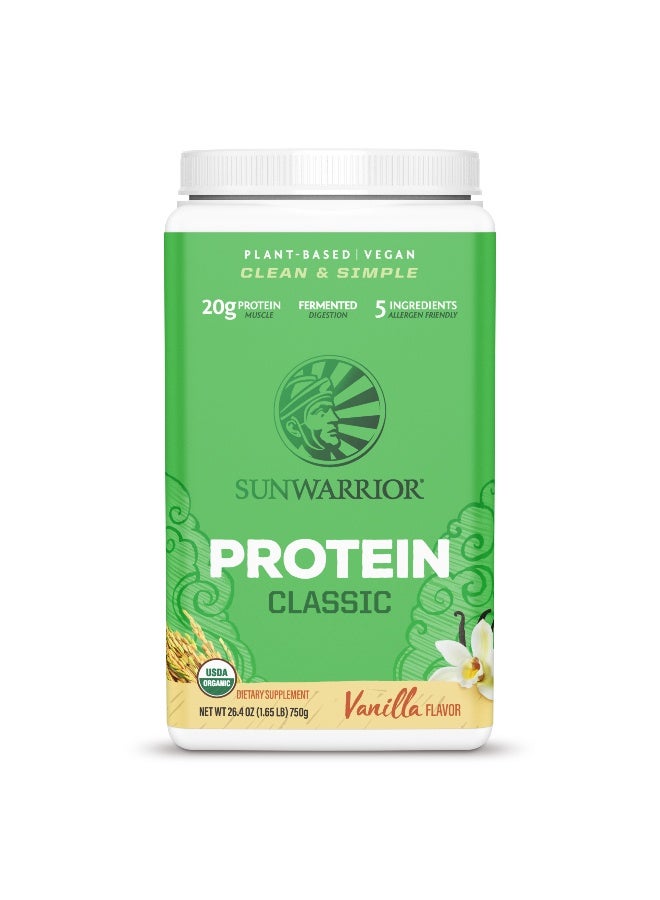 مسحوق بروتين عضوي نباتي كيتو صديق بنكهة الفانيليا 750 جرام بسيط ونظيف كلاسيكي