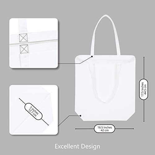 TOPDesign 2 | 6 | 12 Pack Super Strong Large 17.5"x16.5"x5" 10oz Cotton Canvas Tote, Reusable Grocery Shopping Bag, Blank White Bags for Crafts, DIY Your Creative Designs (Pack of 6) - Image 5