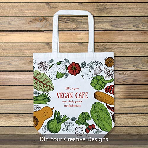 TOPDesign 2 | 6 | 12 Pack Super Strong Large 17.5"x16.5"x5" 10oz Cotton Canvas Tote, Reusable Grocery Shopping Bag, Blank White Bags for Crafts, DIY Your Creative Designs (Pack of 6) - Image 3