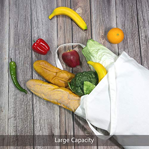 TOPDesign 2 | 6 | 12 Pack Super Strong Large 17.5"x16.5"x5" 10oz Cotton Canvas Tote, Reusable Grocery Shopping Bag, Blank White Bags for Crafts, DIY Your Creative Designs (Pack of 6) - Image 4