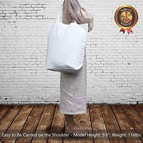 TOPDesign 2 | 6 | 12 Pack Super Strong Large 17.5"x16.5"x5" 10oz Cotton Canvas Tote, Reusable Grocery Shopping Bag, Blank White Bags for Crafts, DIY Your Creative Designs (Pack of 6) - Image 2