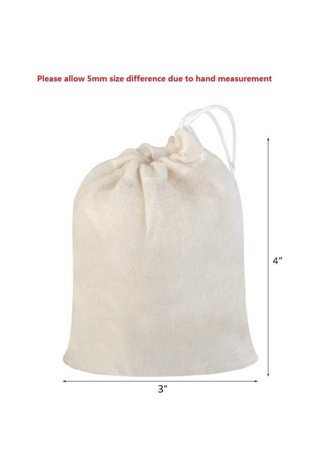 Tayfremn Cotton Drawstring Bags, Reusable Muslin Bag Natural Cotton Bags with Drawstring Produce Bag Bulk Gift Bag Jewelry Pouch for Party Wedding Home Storage, Natural Color (3 by 4 Inches) - Image 2