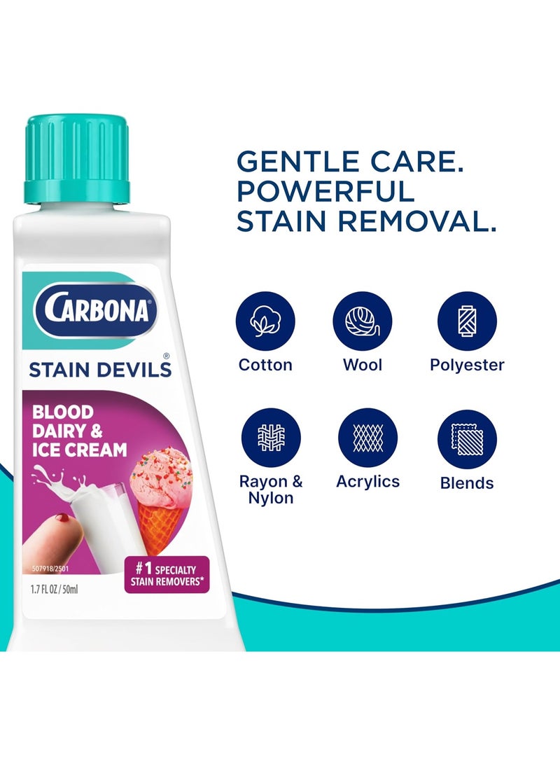 CARBONA كاربونا شيطان البقع® #4 | بقع الدم، الألبان والآيس كريم | مزيل بقع قوي للمحترفين | منظف متعدد الأقمشة | آمن على البشرة والأقمشة القابلة للغسل | 1.7 أونصة سائلة، عبوة واحدة - Image 3