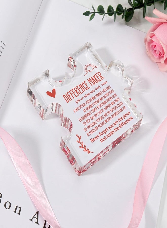 TuSuQing Thank You Gifts Difference Maker Gifts for Leader Boss Staff Employee Best Mom Mentor Coach Manager Coworker Teacher Appreciation Quote Birthday Gifts Irregular Acrylic Decorative Table Signs - Image 2