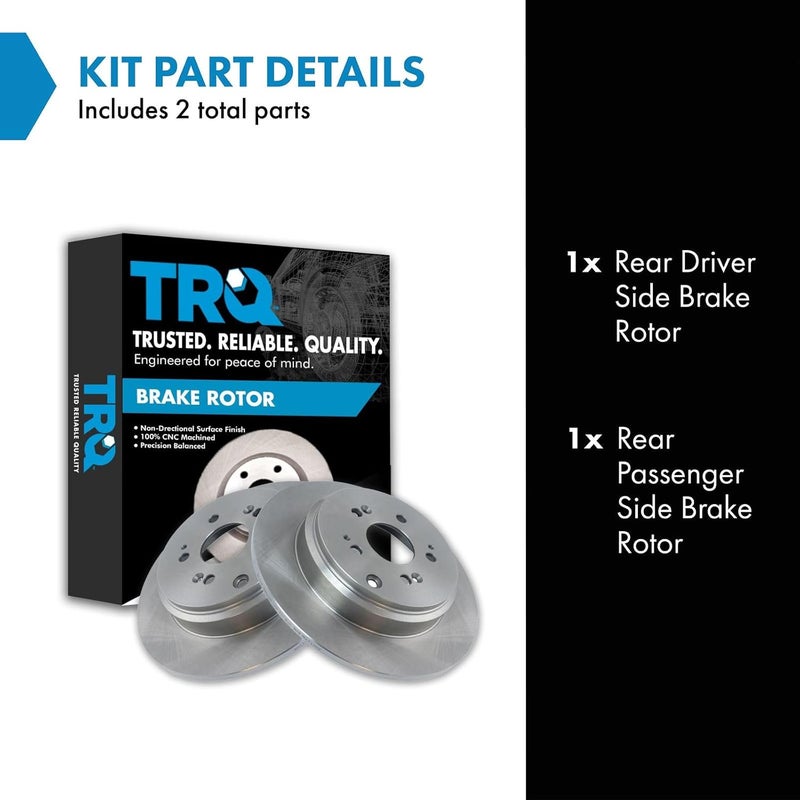 TRQ Rear Brake Rotors Set Solid Compatible with 2007-2013 Acura MDX 2010-2013 ZDX 2011-2017 Honda Odyssey 2009-2015 Pilot - Image 2