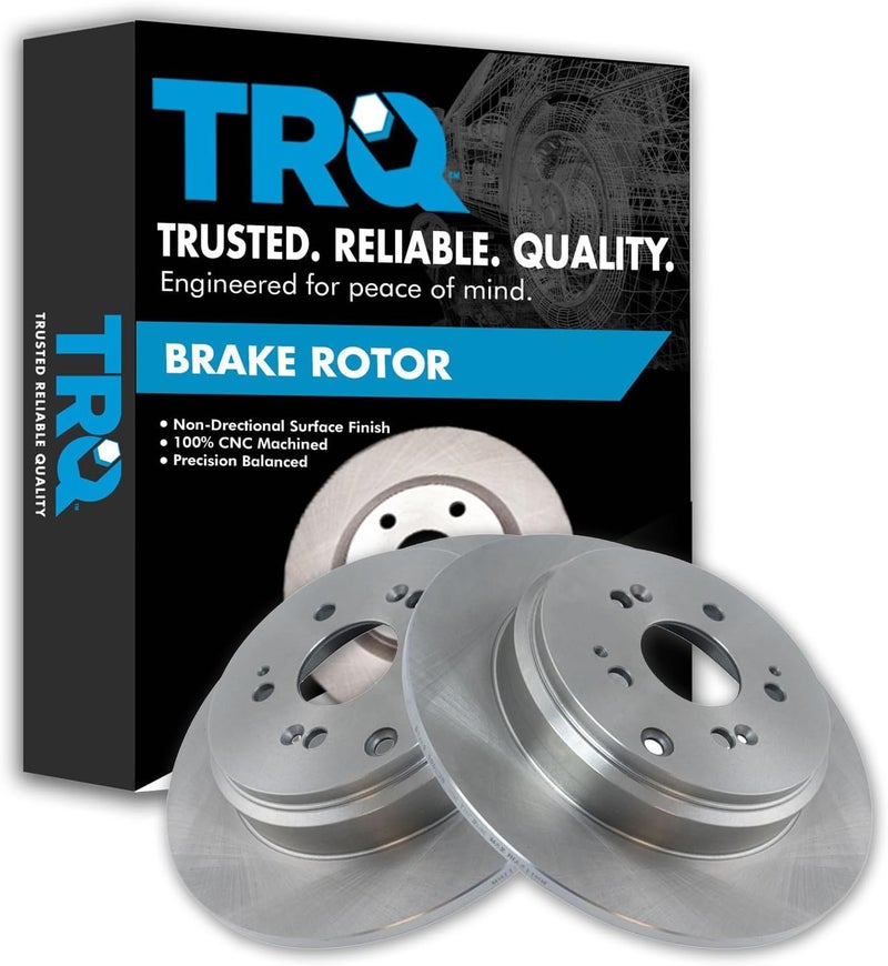TRQ Rear Brake Rotors Set Solid Compatible with 2007-2013 Acura MDX 2010-2013 ZDX 2011-2017 Honda Odyssey 2009-2015 Pilot - Image 1
