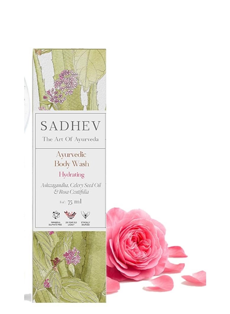 Sadhev Ayurvedic Hydrating Bodywash With Ashwagandha, Celery Seed Oil And Rosa Centifolia 75ml - Image 3