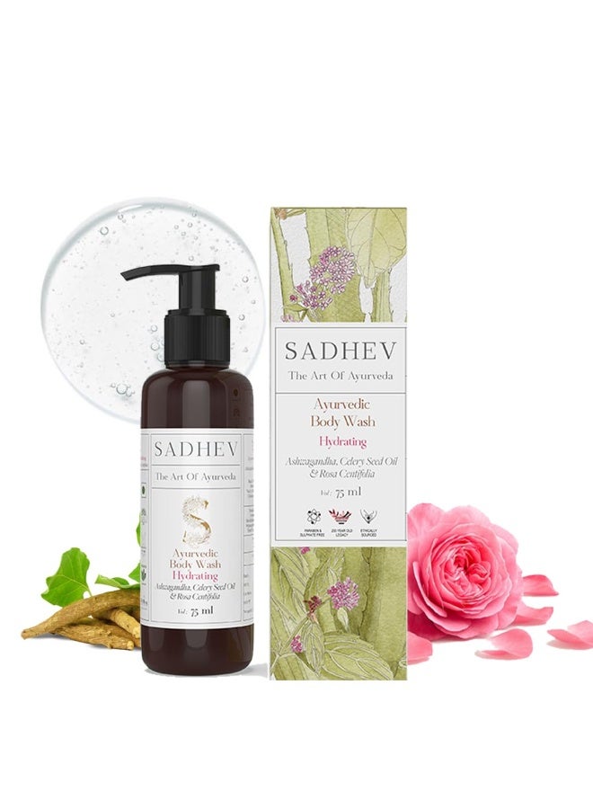 Sadhev Ayurvedic Hydrating Bodywash With Ashwagandha, Celery Seed Oil And Rosa Centifolia 75ml - Image 1