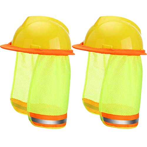 WILLBOND 2 Pieces Hard Hat Sun Neck Shield Hard Hat Sunshade High Visibility Sun Shade for Full Standard Brim Safety Helmets Construction and Landscaping - Image 1