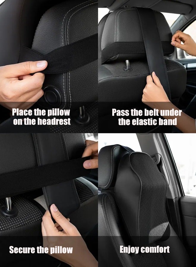 وسادة سيارة لتخفيف آلام الرقبة ودعم عنق الرحم ، وسادة رقبة سيارة رغوة النقية لمقعد السيارة مع حزام قابل للتعديل وغطاء قابل للغسل ، وسادة مسند السيارة للتصميم المريح - Image 4