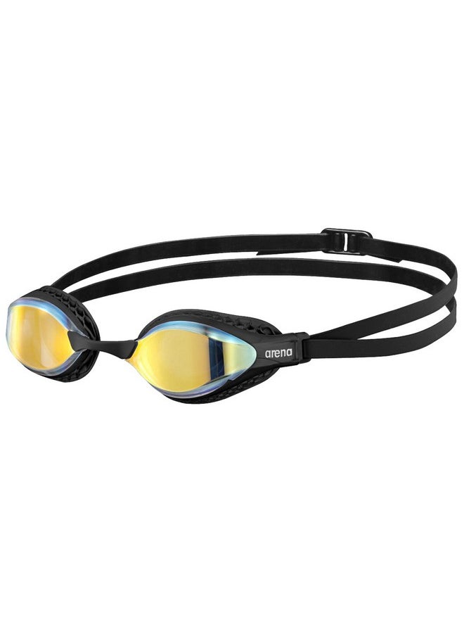 arena Unisex Adult Air Speed Anti Fog Racing Swim Goggles For Men And Women Special Air Seals Technology Mirror Lens Yellow Copper/Black  - Image 1