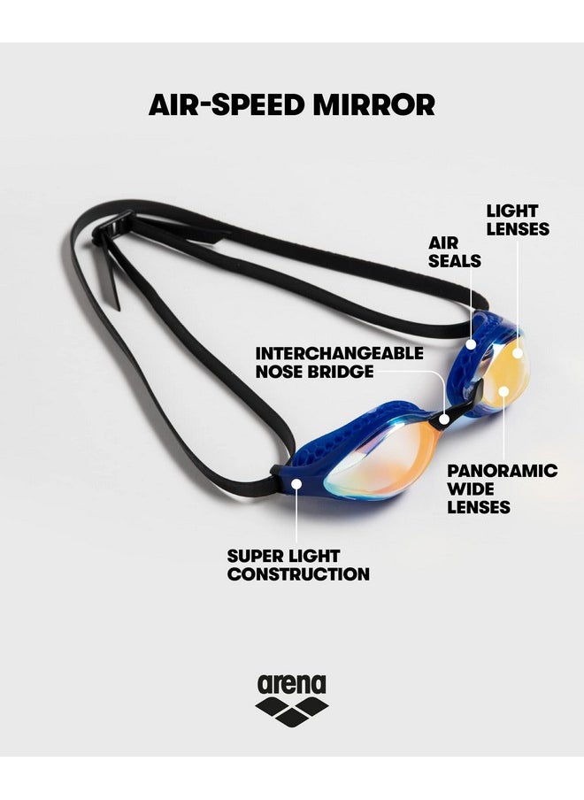 arena Unisex Adult Air Speed Anti Fog Racing Swim Goggles For Men And Women Special Air Seals Technology Mirror Lens Yellow Copper/Black  - Image 4