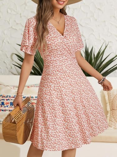 FENSACE Women Dress Summer Skater Easter Cute Dresses(Pink White Floral-58,Large) - Image 3