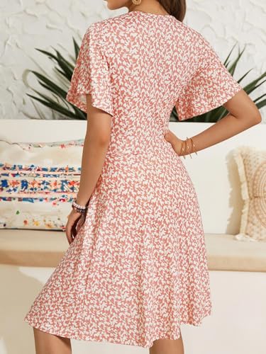 FENSACE Women Dress Summer Skater Easter Cute Dresses(Pink White Floral-58,Large) - Image 5