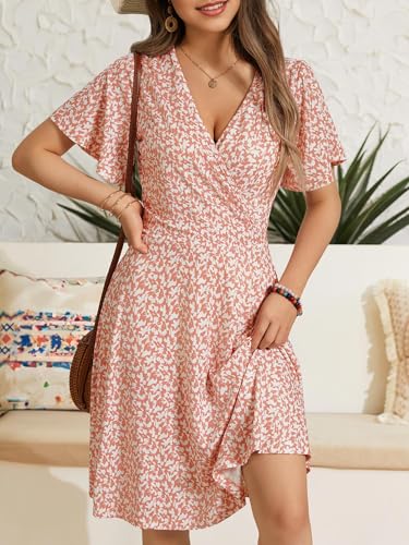 FENSACE Women Dress Summer Skater Easter Cute Dresses(Pink White Floral-58,Large) - Image 2