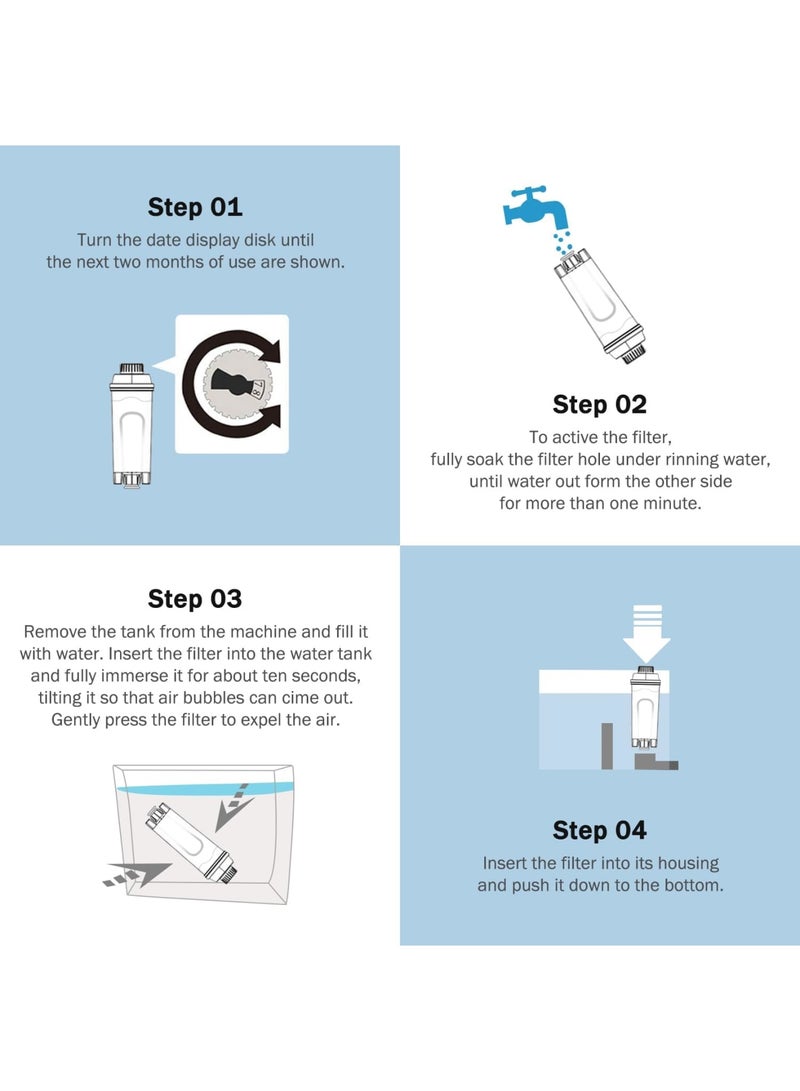 SYOSI Filter Replacement, 2 Pcs Coffee Machine Filter element Compatible with De-Longhi Filter DLSC002 Replacement, Water Softener, Activated Carbon Softener, Compatible with ECAM, ESAM, ETAM, BCO, EC - Image 5