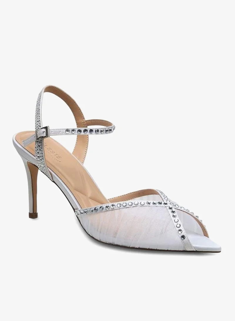 Celeste WHITE Women Stiletto Heel Ankle Strap Sandals Ramadan Collections for Women | Best Price UAE