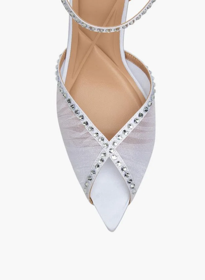 Celeste WHITE Women Stiletto Heel Ankle Strap Sandals for Women | Best Price UAE