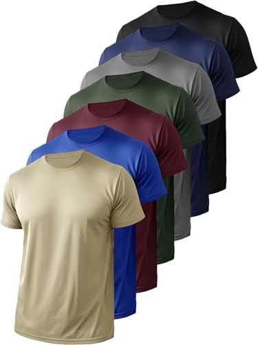 Yafanqi 7/8 Pack Mens Short Sleeve Shirts Quick Dry Moisture Wicking Athletic Running Gym Workout Casual Basic Tee Shirt - Image 1