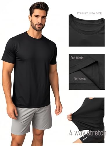Yafanqi 7/8 Pack Mens Short Sleeve Shirts Quick Dry Moisture Wicking Athletic Running Gym Workout Casual Basic Tee Shirt - Image 4