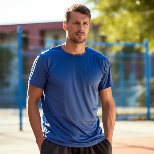 Yafanqi 7/8 Pack Mens Short Sleeve Shirts Quick Dry Moisture Wicking Athletic Running Gym Workout Casual Basic Tee Shirt - Image 3