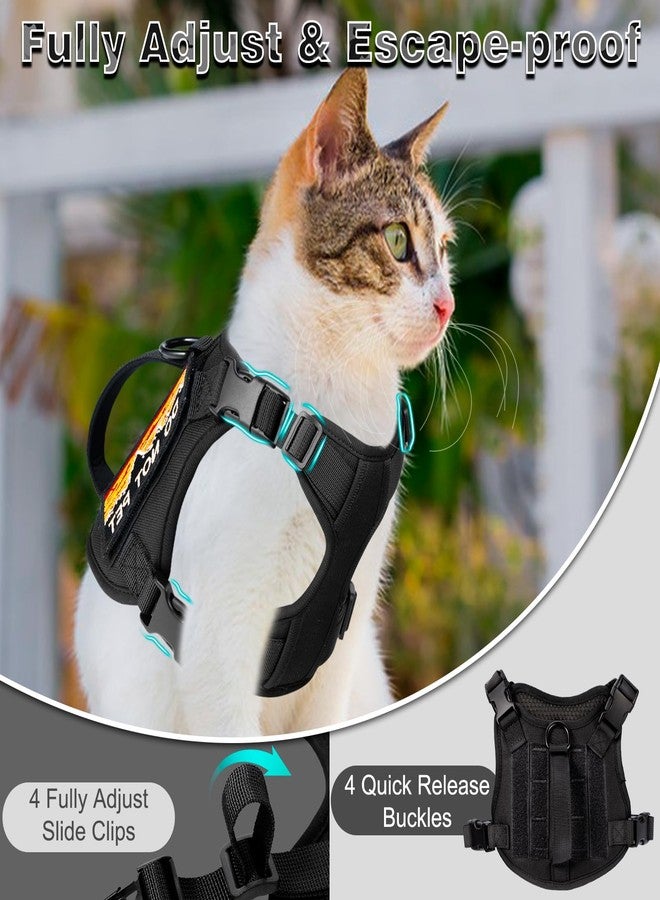 nanappice Tactical Cat Harness for Walking, Adjustable Escape Proof Pet Vest for Large Cat,Easy Control Breathable Cat Vest with Handle，Molle Patches (Black, L) - Image 4