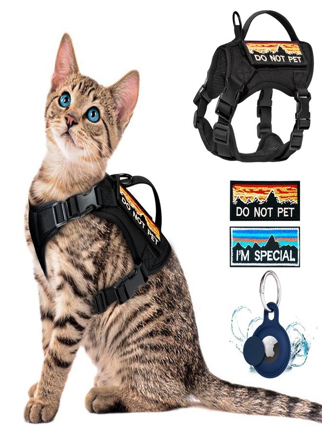 nanappice Tactical Cat Harness for Walking, Adjustable Escape Proof Pet Vest for Large Cat,Easy Control Breathable Cat Vest with Handle，Molle Patches (Black, L) - Image 1