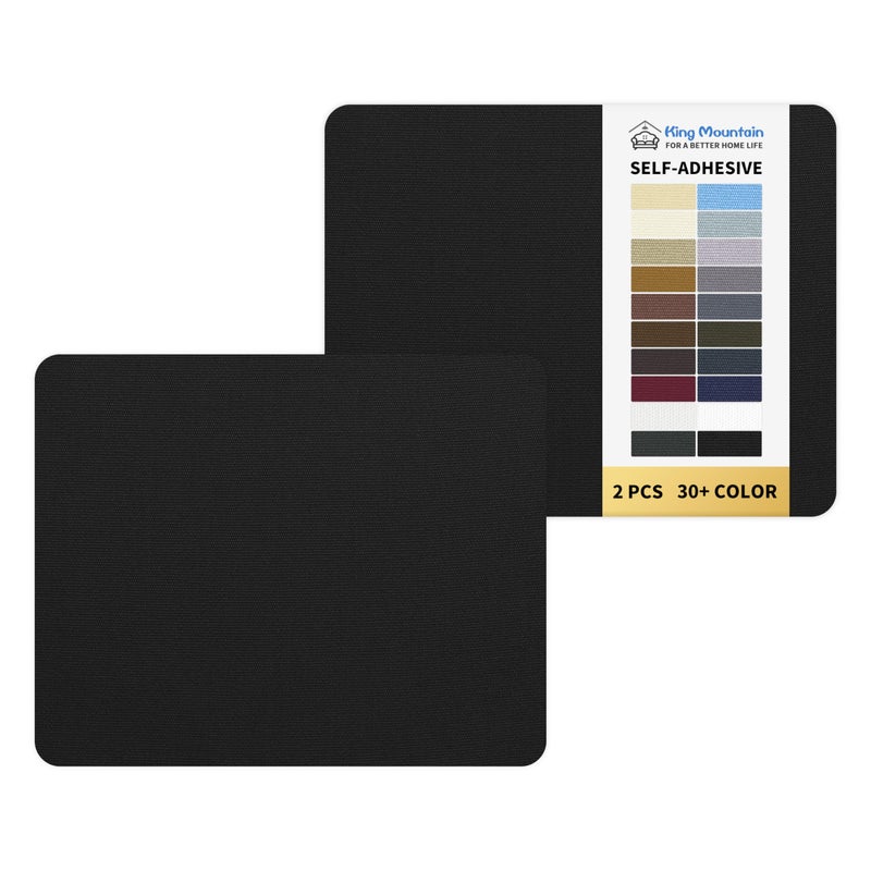 KING MOUNTAIN Canvas Repair Patch 9 x11 Inch 2 Pcs Self-Adhesive Waterproof Fabric Patch for Sofas, Tents, Furniture,Tote Bags, Car Seats (Black) - Image 1