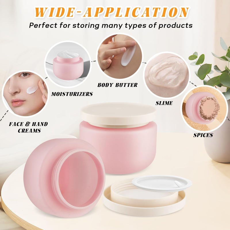 USRommaner 4 Pack 8 OZ Plastic Jars Round Cosmetic Container with Lids,Wide Mouth Soft Slime Jars for Lotion,Hand Cream,Ointments,Makeup,Body Butter,Rhinestone,Samples Pot Travel Make Up Storage (Pink) - Image 4